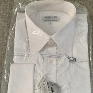 Men's White Ruffled Shirt Sz. S